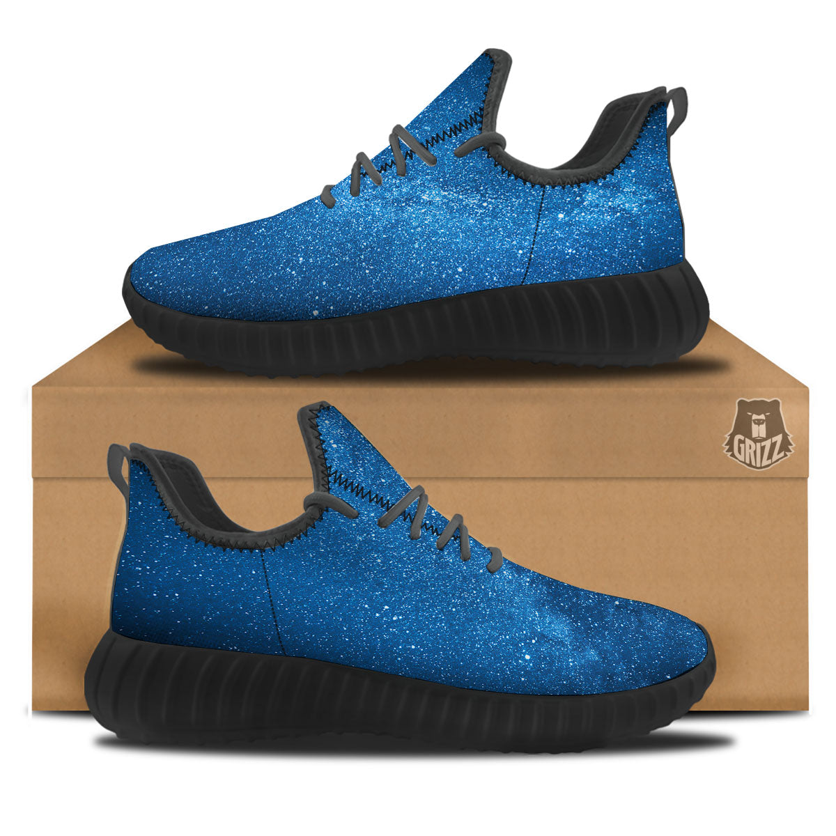 Universe Galaxy Milky Way Print Black Walking Shoes-grizzshop