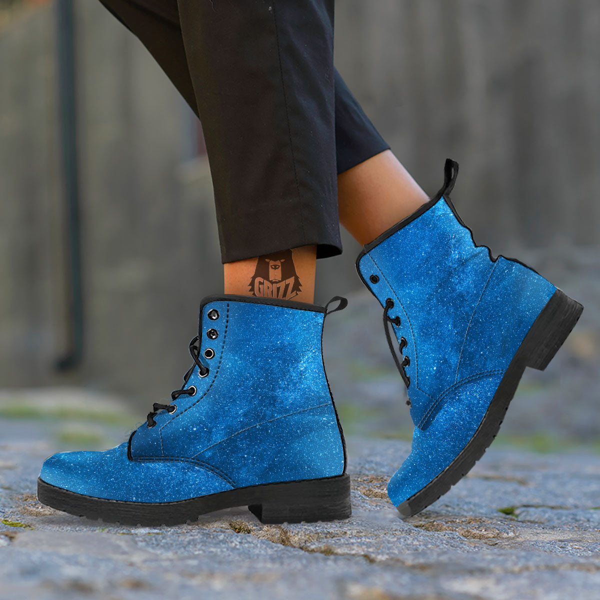 Universe Galaxy Milky Way Print Leather Boots-grizzshop