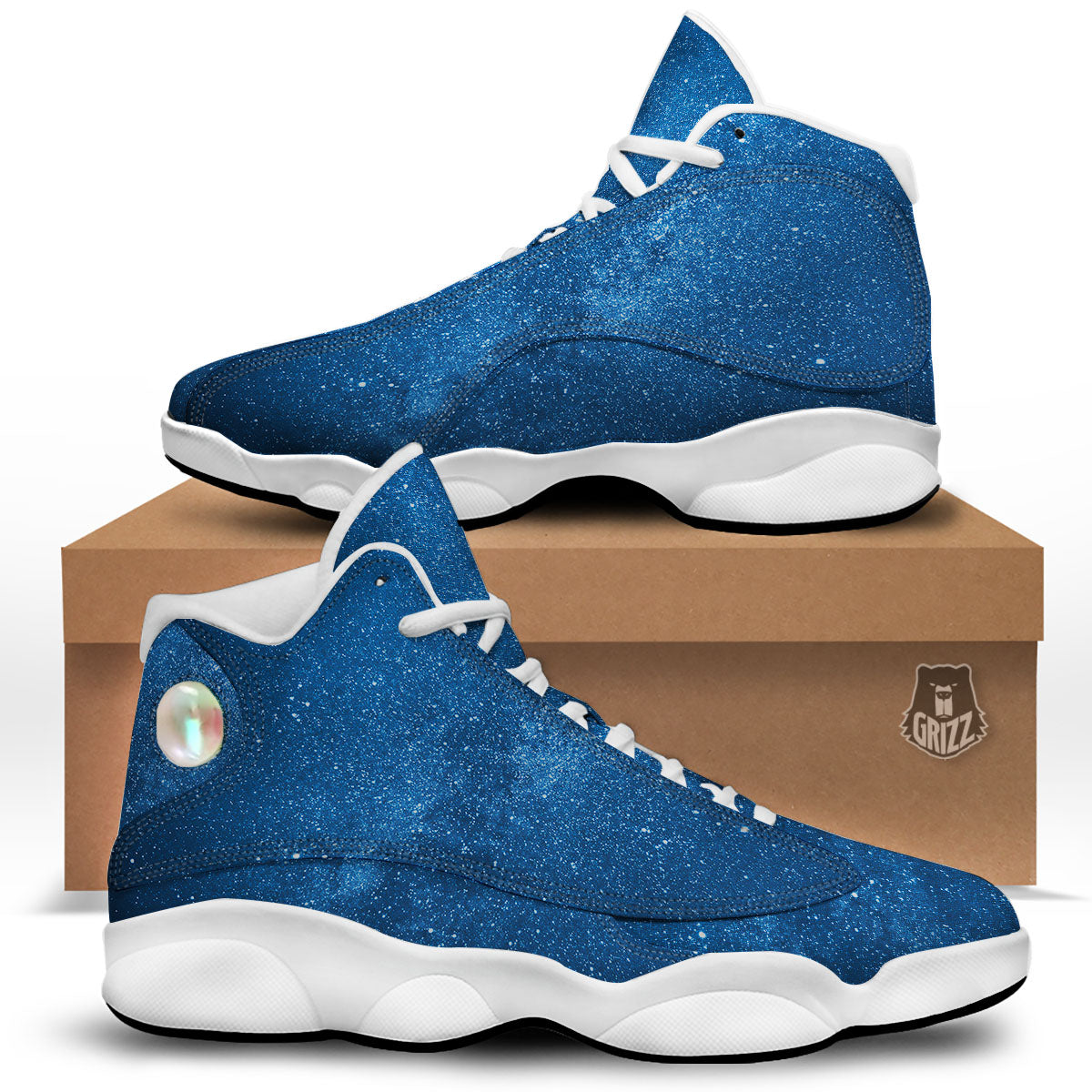 Universe Galaxy Milky Way Print White Basketball Shoes-grizzshop