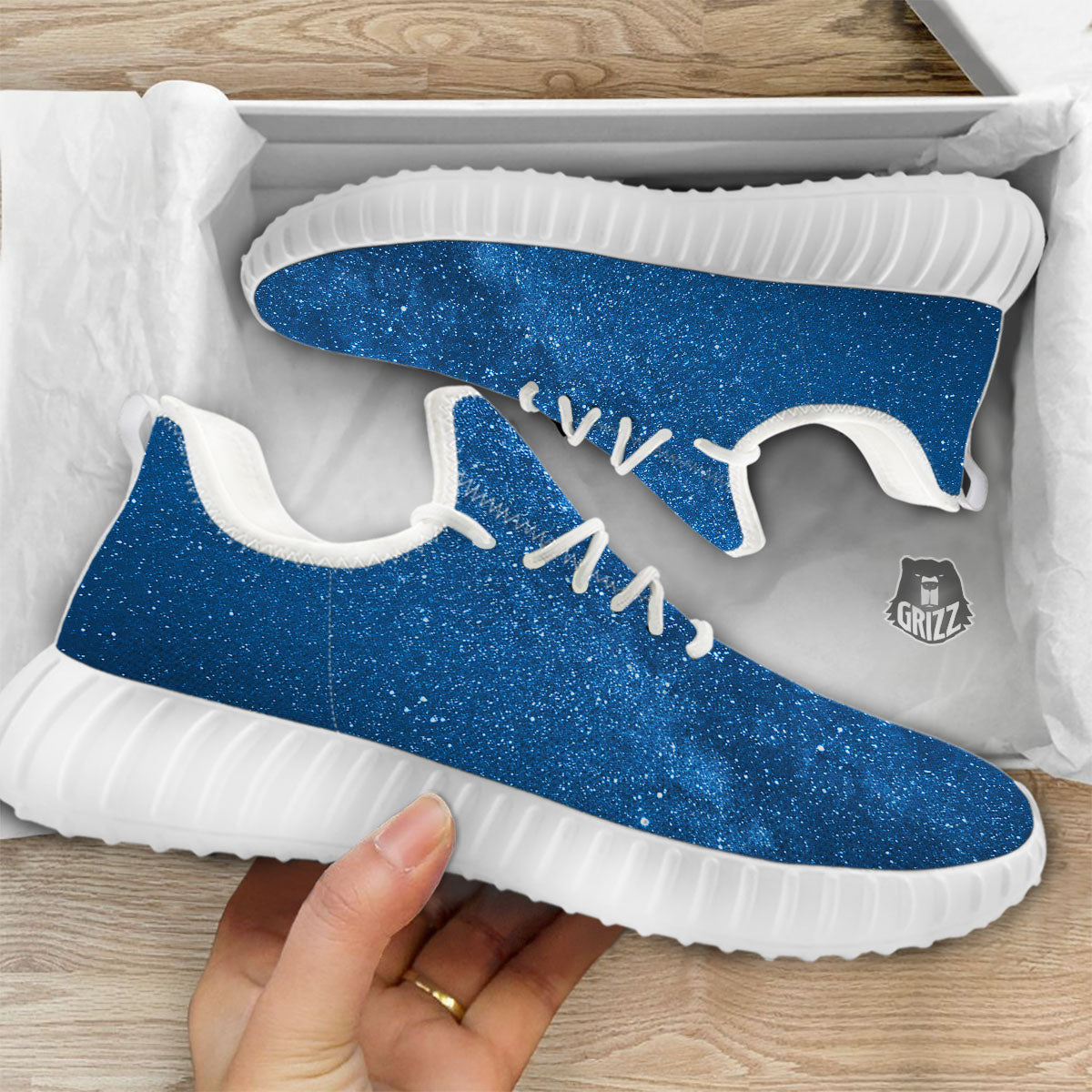 Universe Galaxy Milky Way Print White Walking Shoes-grizzshop