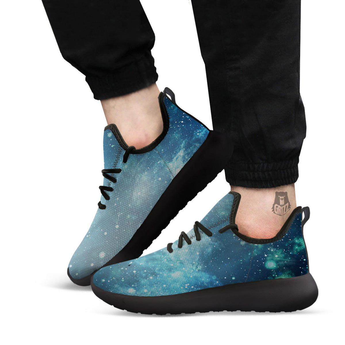 Universe Galaxy Space Blue Sky Print Black Athletic Shoes-grizzshop