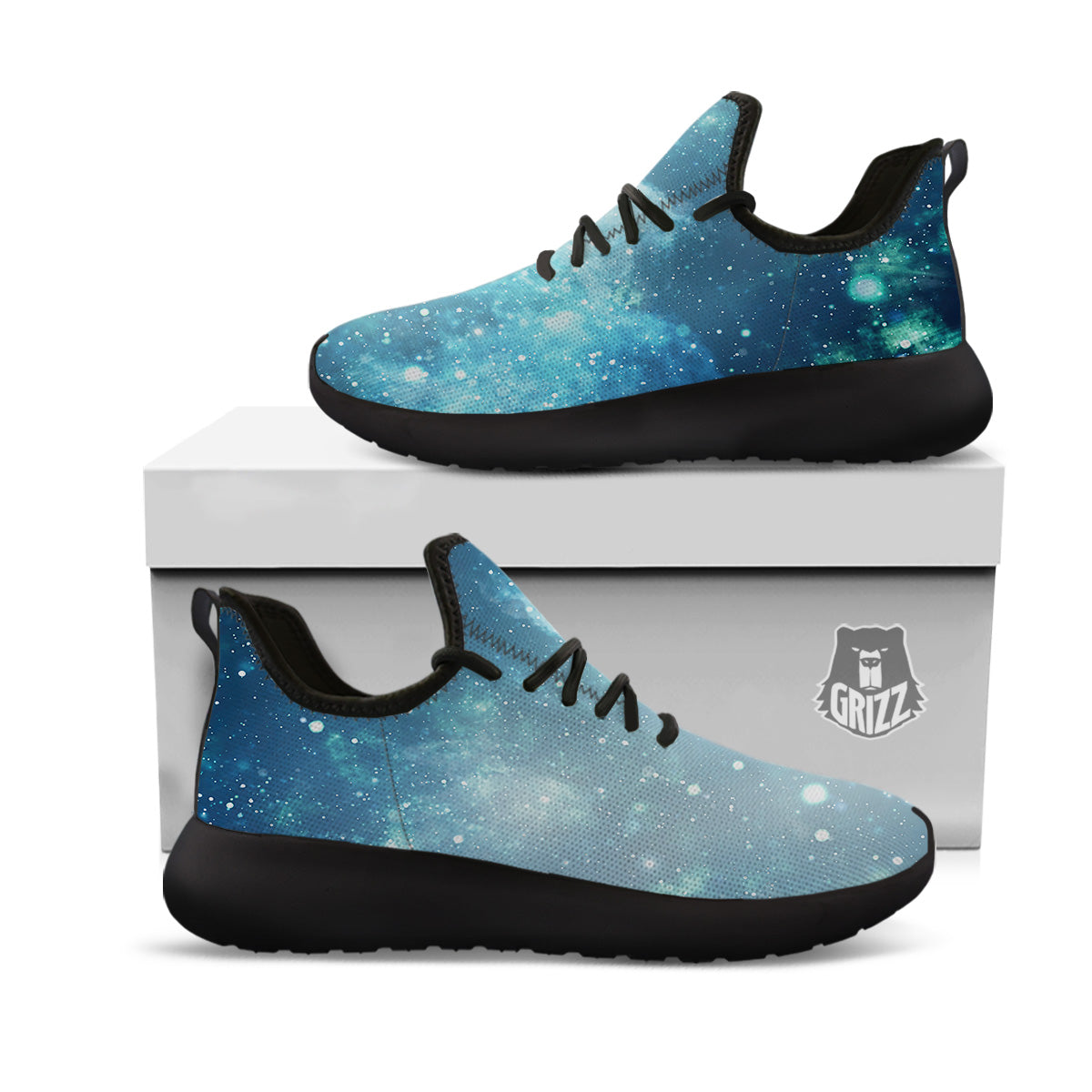 Universe Galaxy Space Blue Sky Print Black Athletic Shoes-grizzshop