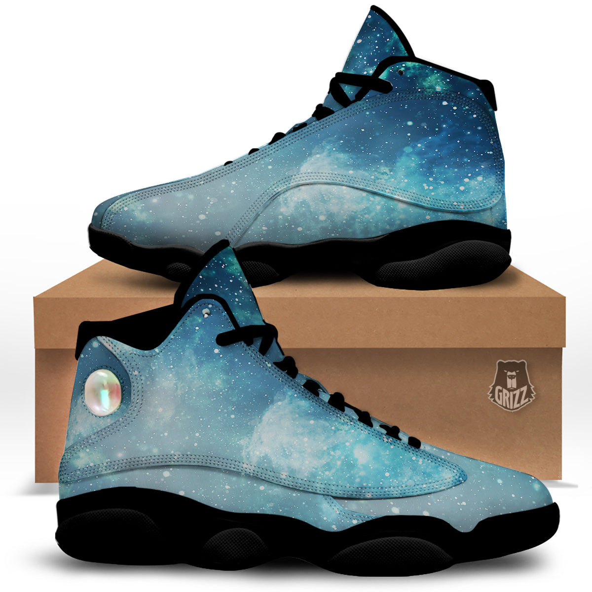 Universe Galaxy Space Blue Sky Print Black Basketball Shoes-grizzshop