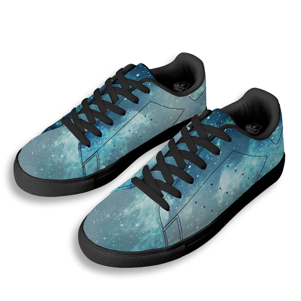 Universe Galaxy Space Blue Sky Print Black Low Top Sneakers-grizzshop