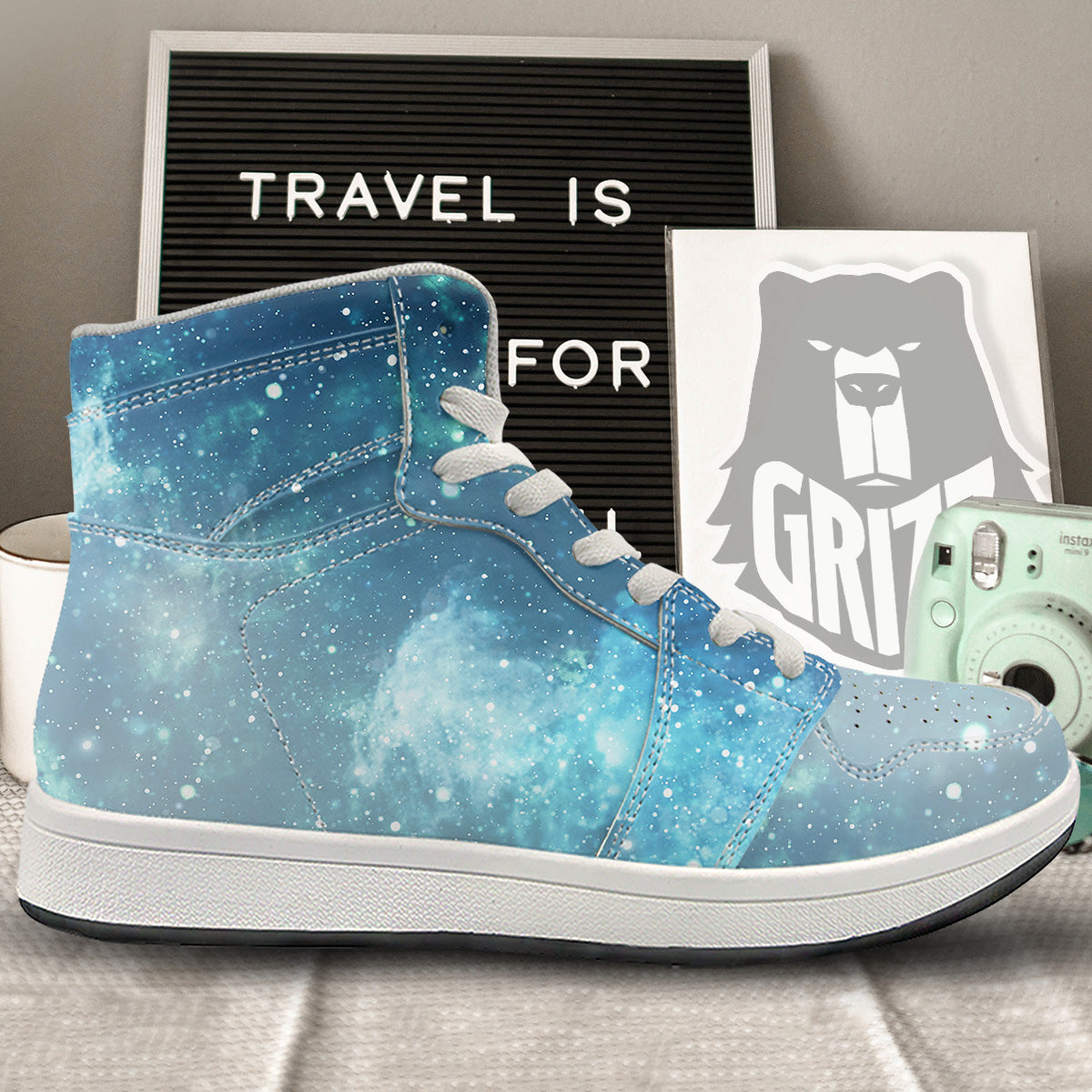 Universe Galaxy Space Blue Sky Print High Top Sneakers-grizzshop