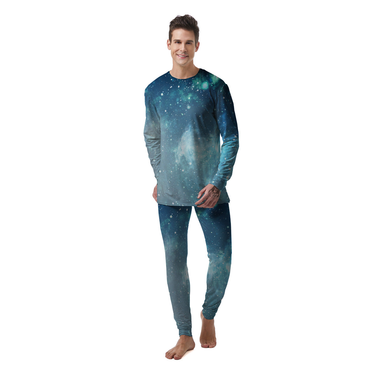 Universe Galaxy Space Blue Sky Print Men's Pajamas-grizzshop