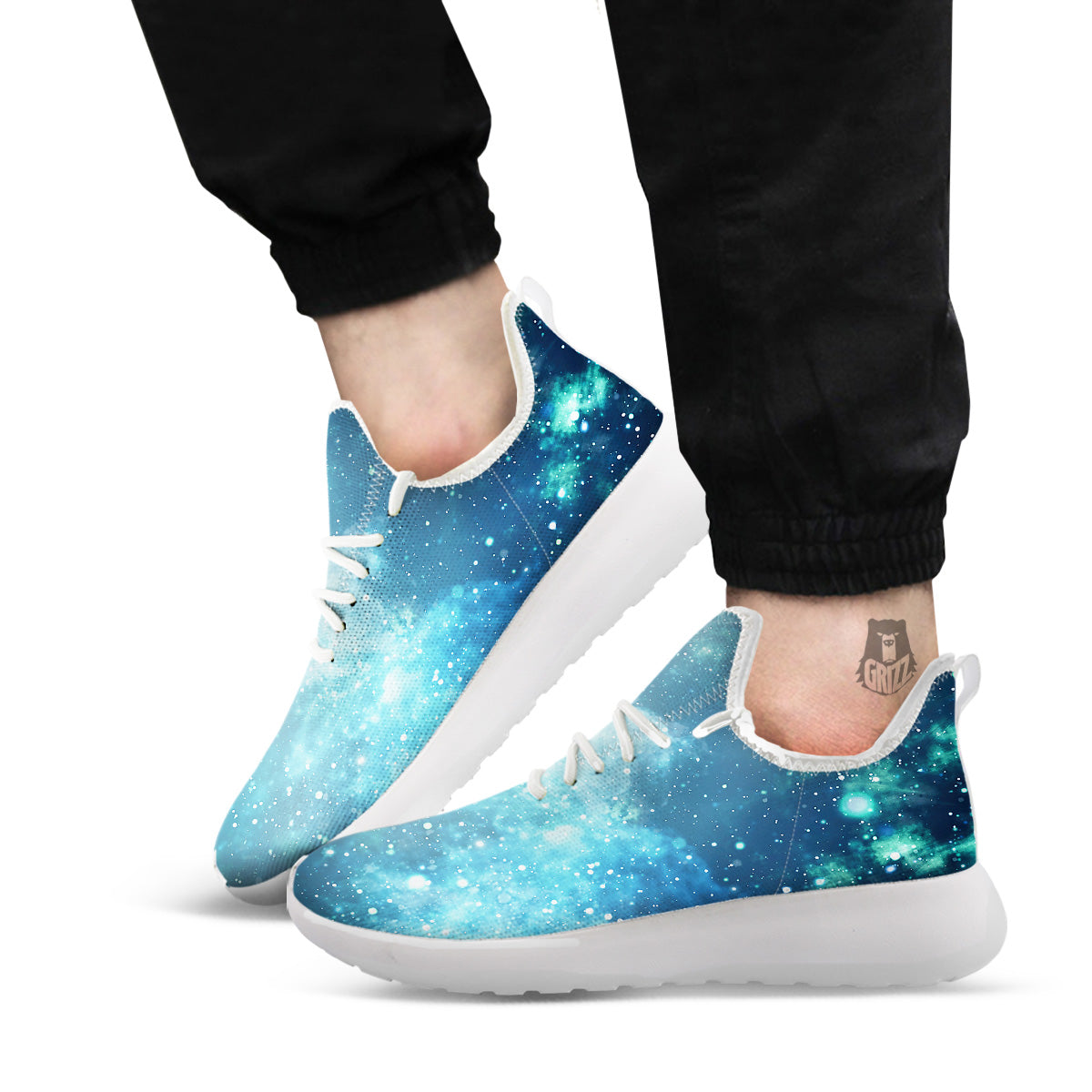 Universe Galaxy Space Blue Sky Print White Athletic Shoes-grizzshop