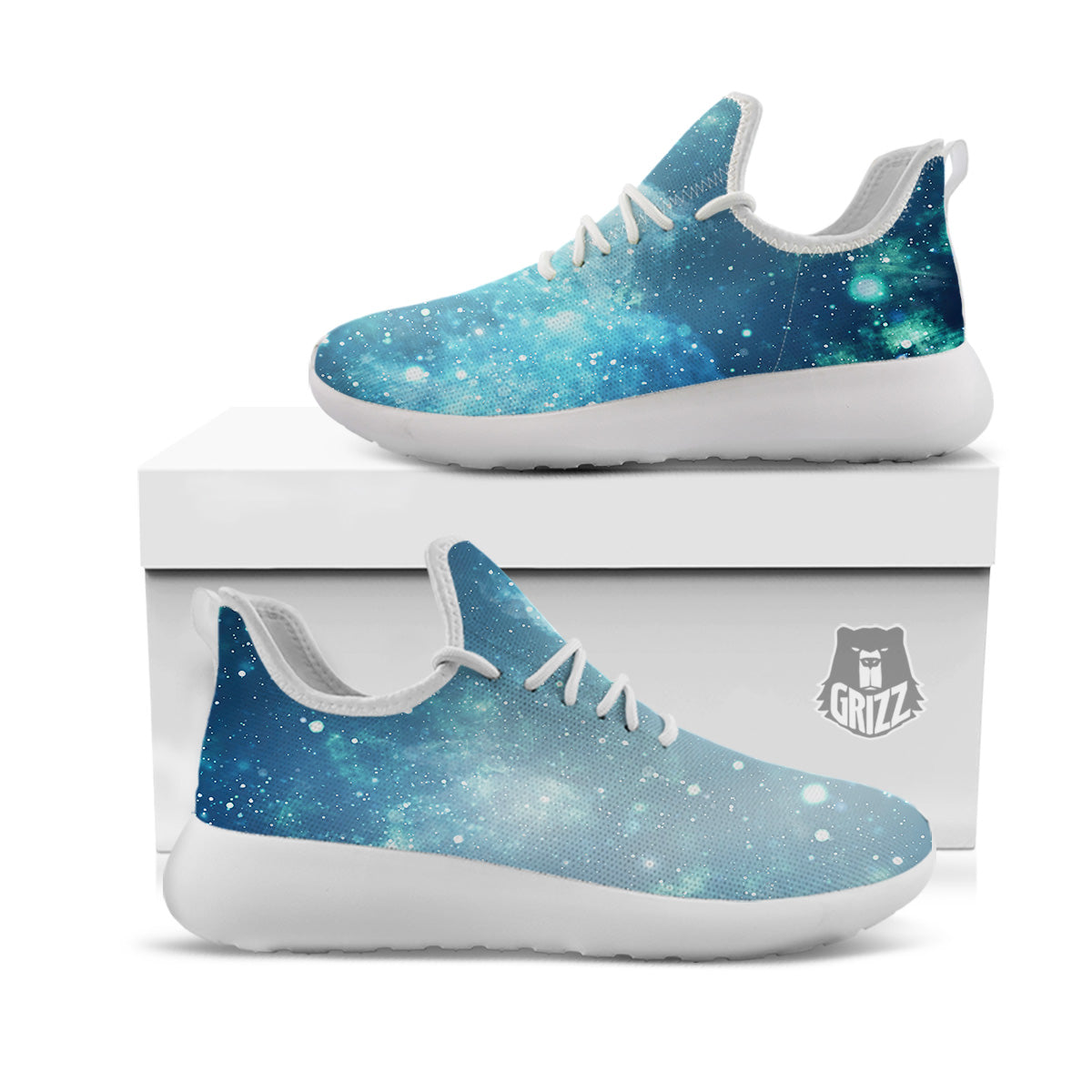 Universe Galaxy Space Blue Sky Print White Athletic Shoes-grizzshop