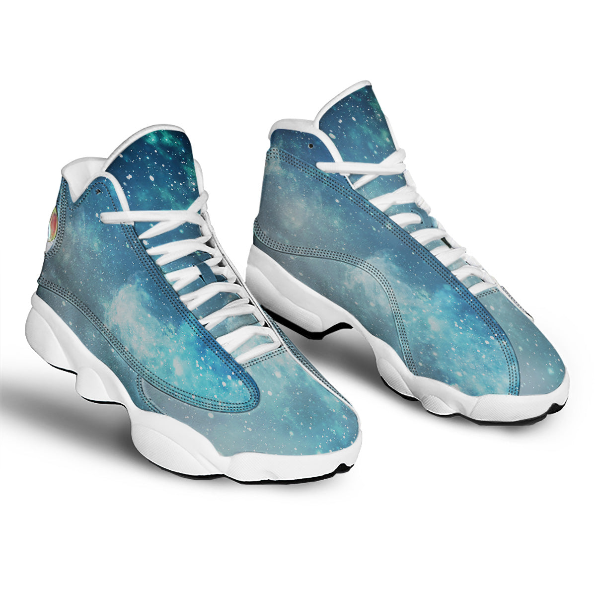 Universe Galaxy Space Blue Sky Print White Basketball Shoes-grizzshop