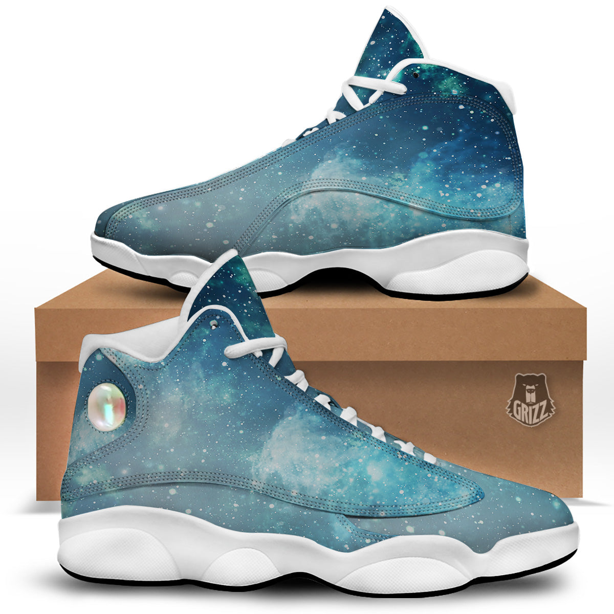 Universe Galaxy Space Blue Sky Print White Basketball Shoes-grizzshop