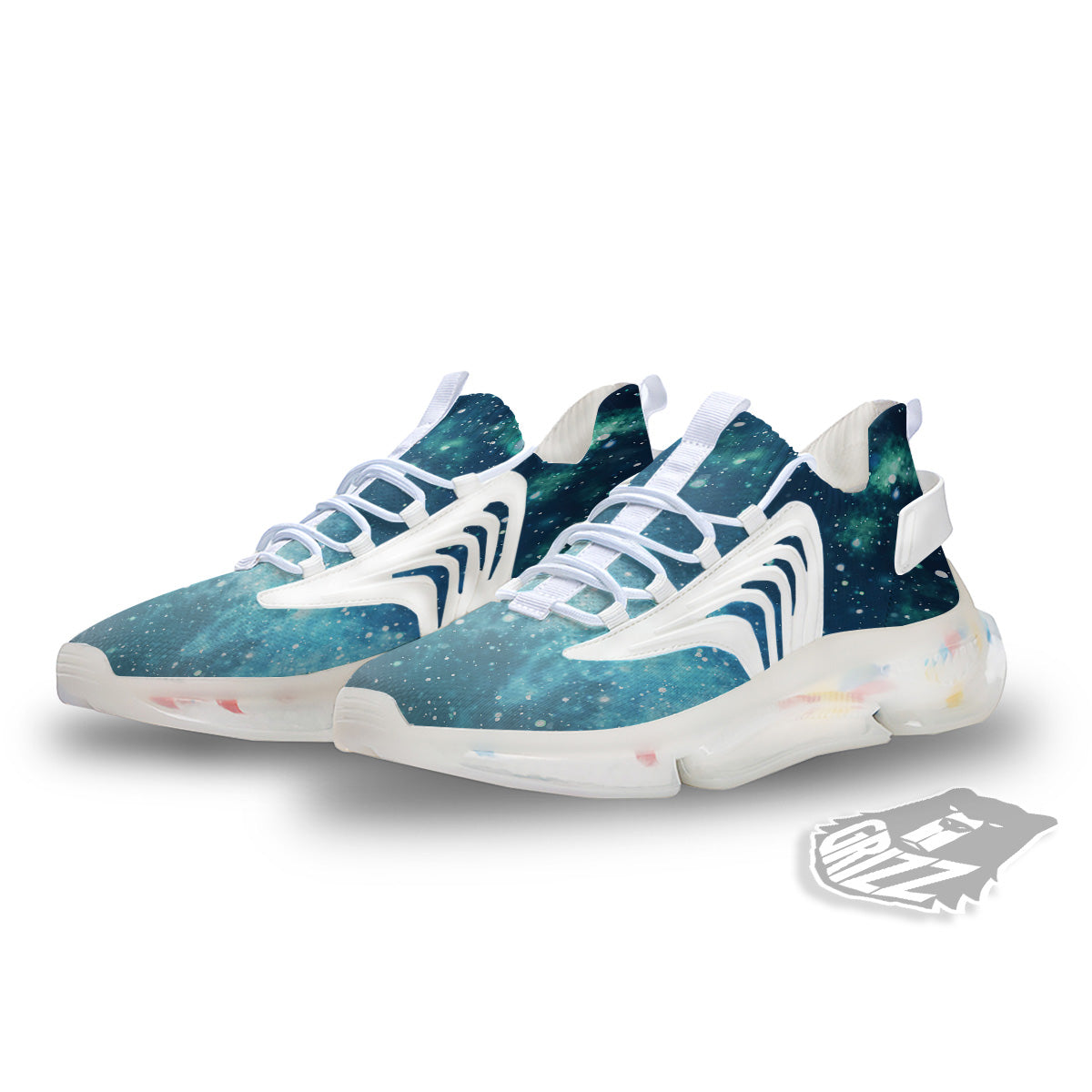 Universe Galaxy Space Blue Sky Print White Gym Shoes-grizzshop