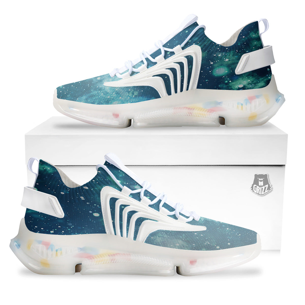 Universe Galaxy Space Blue Sky Print White Gym Shoes-grizzshop
