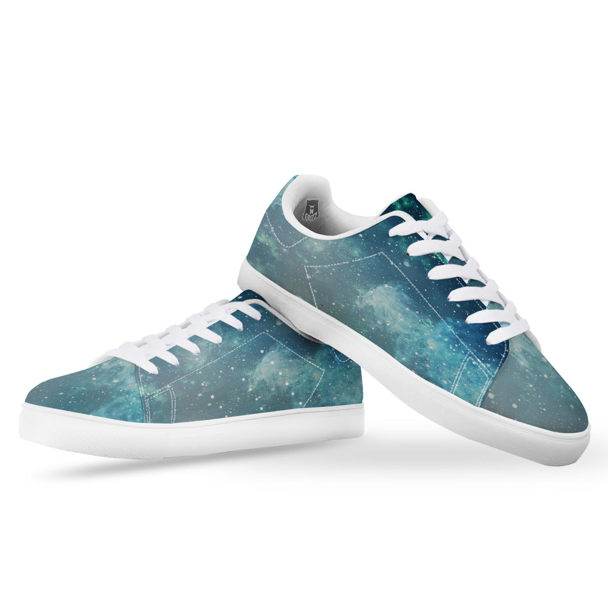 Universe Galaxy Space Blue Sky Print White Low Top Sneakers-grizzshop