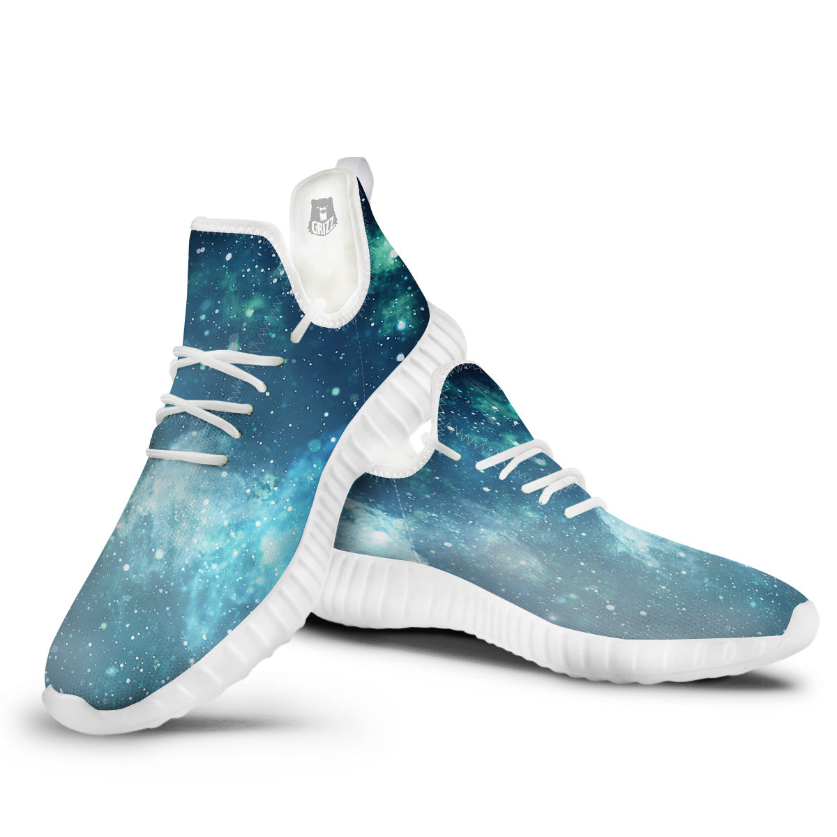 Universe Galaxy Space Blue Sky Print White Walking Shoes-grizzshop