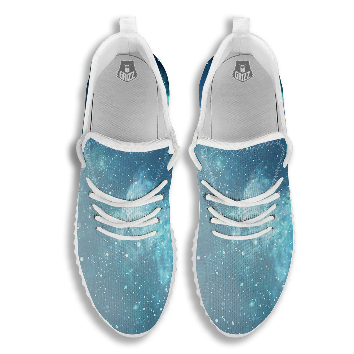 Universe Galaxy Space Blue Sky Print White Walking Shoes-grizzshop
