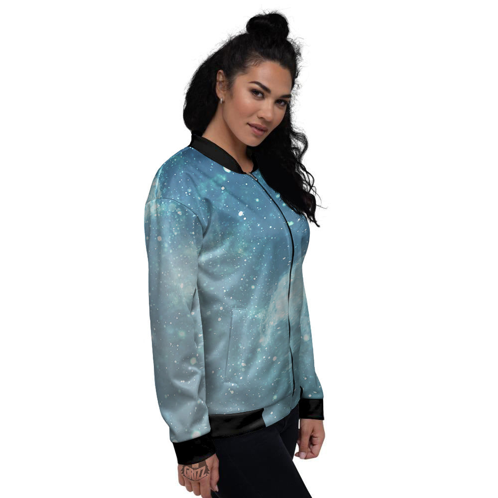 Universe Galaxy Space Blue Sky Print Women's Bomber Jacket-grizzshop