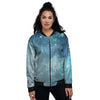 Universe Galaxy Space Blue Sky Print Women's Bomber Jacket-grizzshop