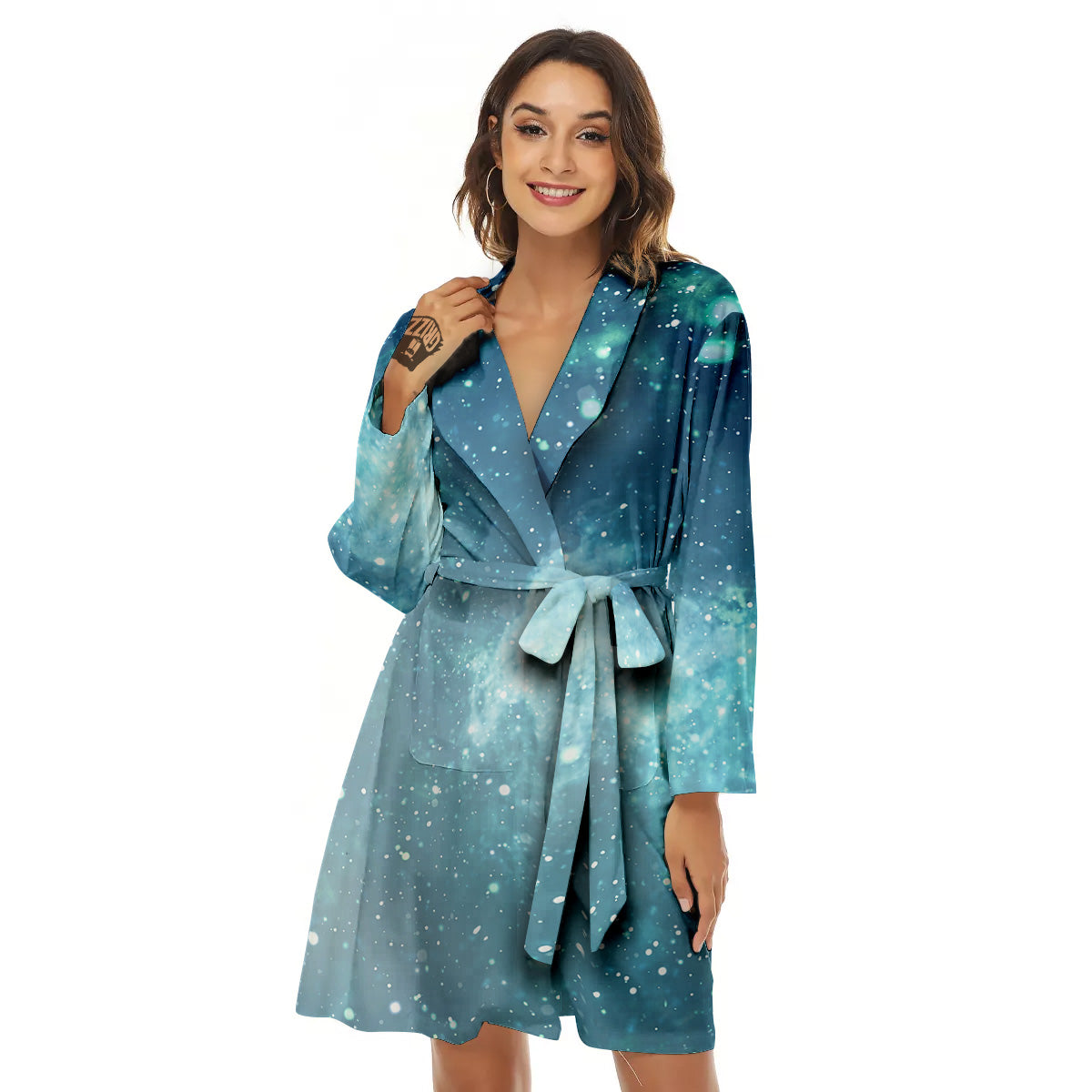 Universe Galaxy Space Blue Sky Print Women's Robe-grizzshop