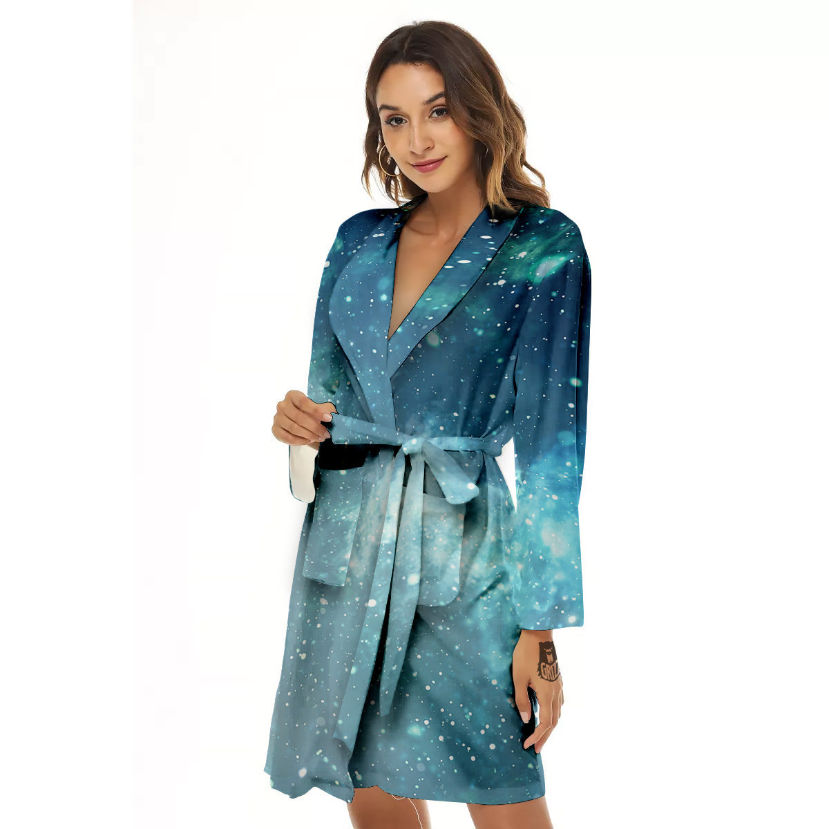 Universe Galaxy Space Blue Sky Print Women's Robe-grizzshop