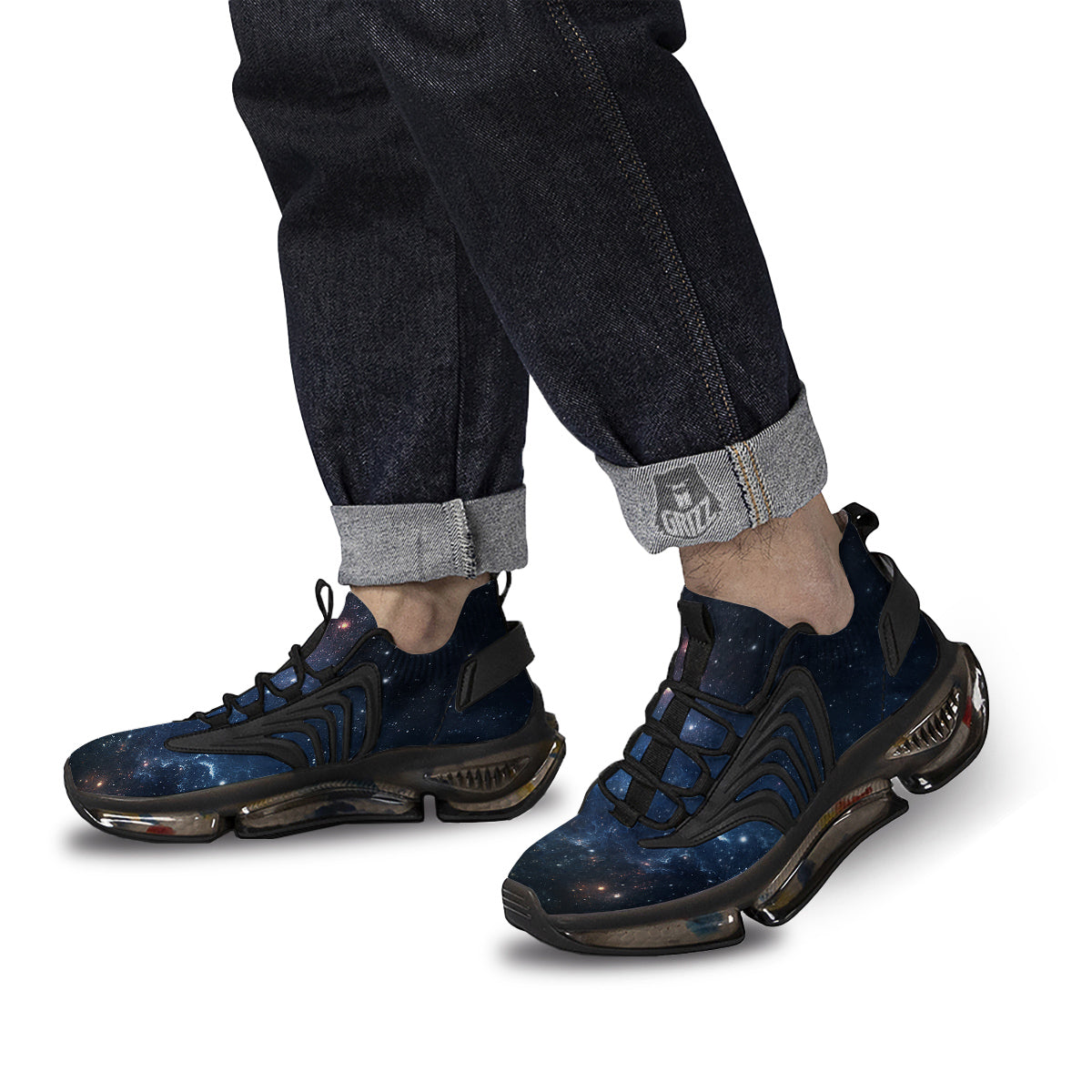 Universe Galaxy Space Dark Nebula Print Black Gym Shoes-grizzshop
