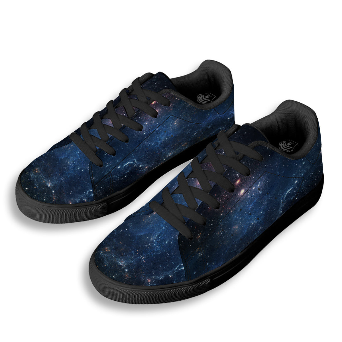 Universe Galaxy Space Dark Nebula Print Black Low Top Sneakers-grizzshop