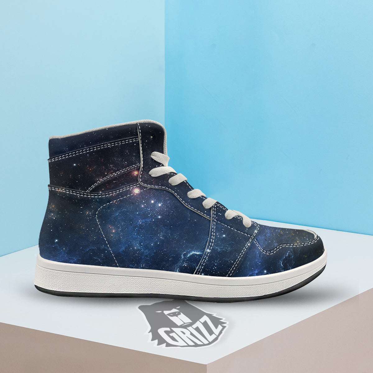 Universe Galaxy Space Dark Nebula Print High Top Sneakers-grizzshop