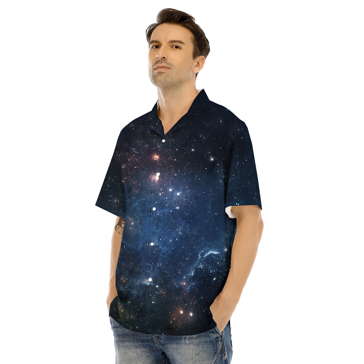 Universe Galaxy Space Dark Nebula Print Men's Hawaiian Shirt-grizzshop