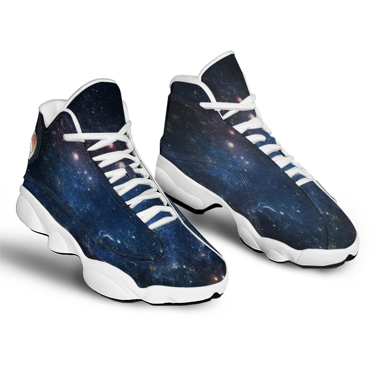 Universe Galaxy Space Dark Nebula Print White Basketball Shoes-grizzshop