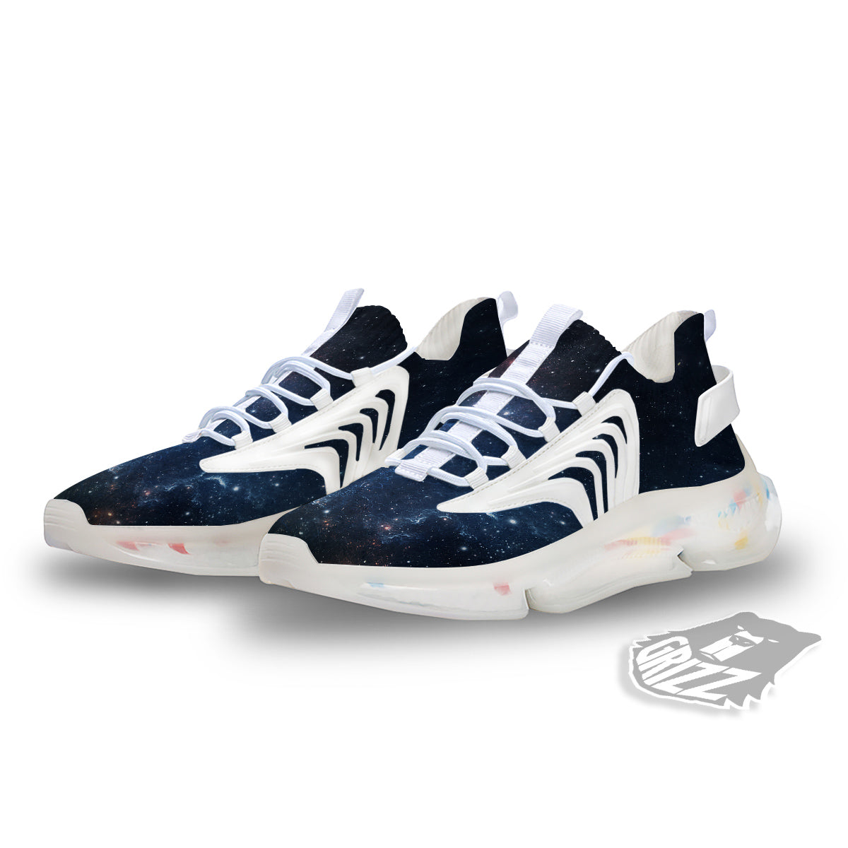 Universe Galaxy Space Dark Nebula Print White Gym Shoes-grizzshop