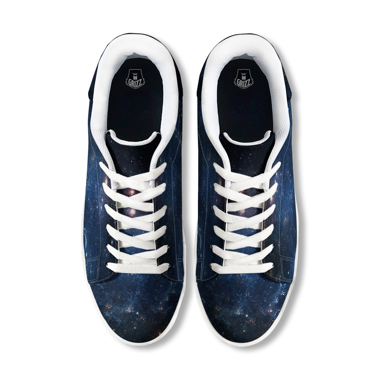 Universe Galaxy Space Dark Nebula Print White Low Top Sneakers-grizzshop