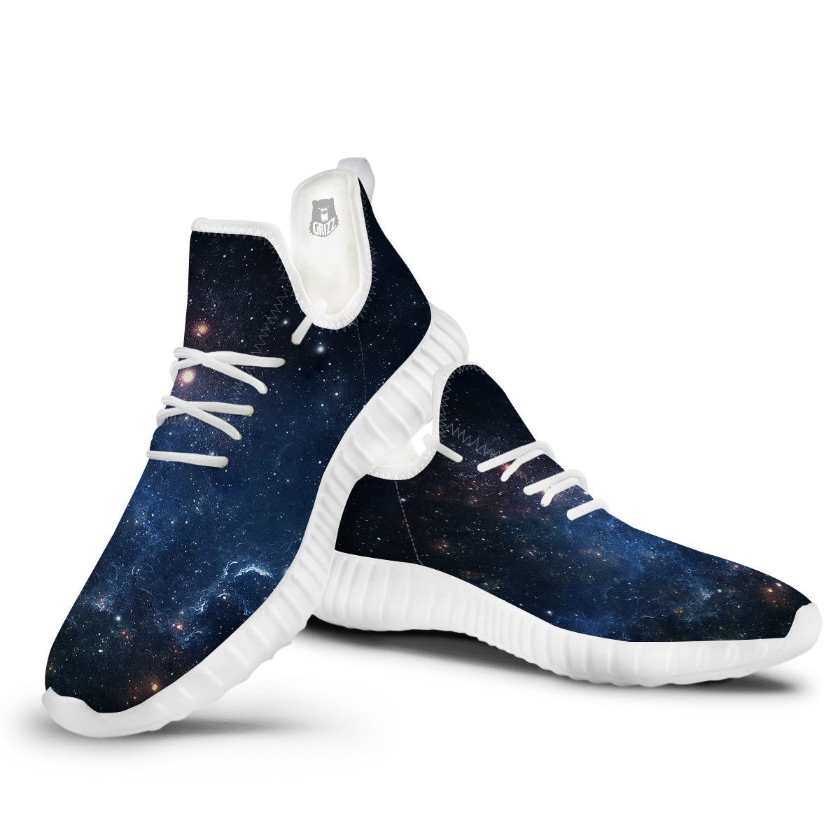 Universe Galaxy Space Dark Nebula Print White Walking Shoes-grizzshop