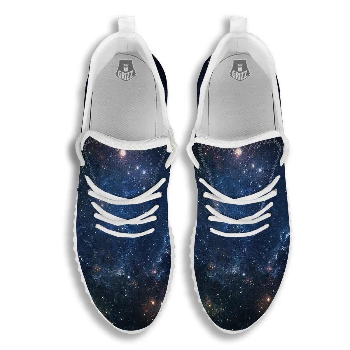 Universe Galaxy Space Dark Nebula Print White Walking Shoes-grizzshop
