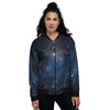 Universe Galaxy Space Dark Nebula Print Women's Bomber Jacket-grizzshop