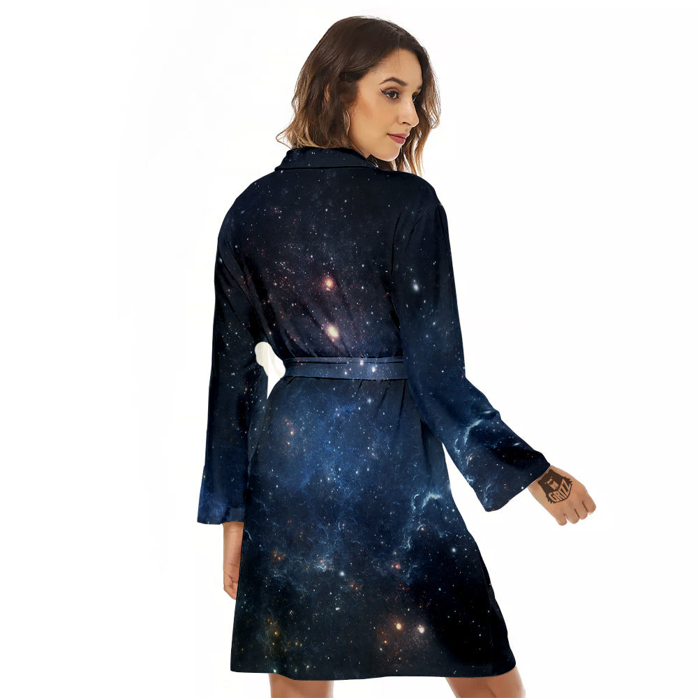 Universe Galaxy Space Dark Nebula Print Women's Robe-grizzshop