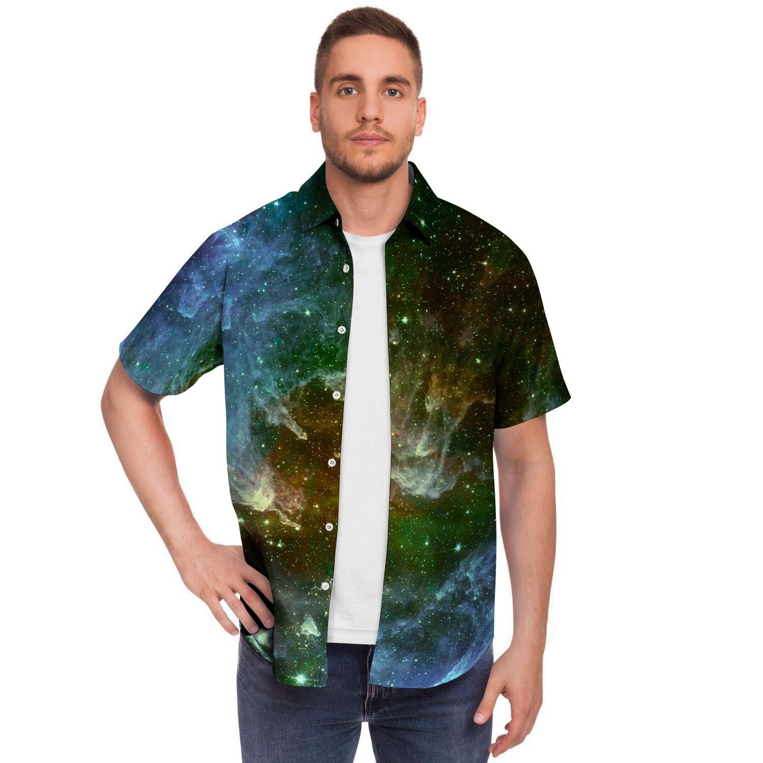 Universe Galaxy Space Men's Short Sleeve Shirt-grizzshop