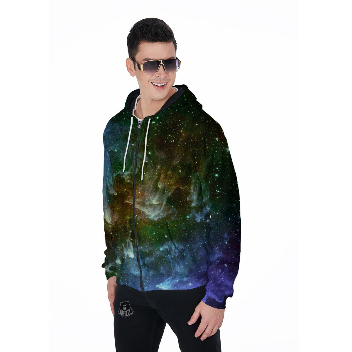 Universe Galaxy Space Men's Zip Up Hoodie-grizzshop