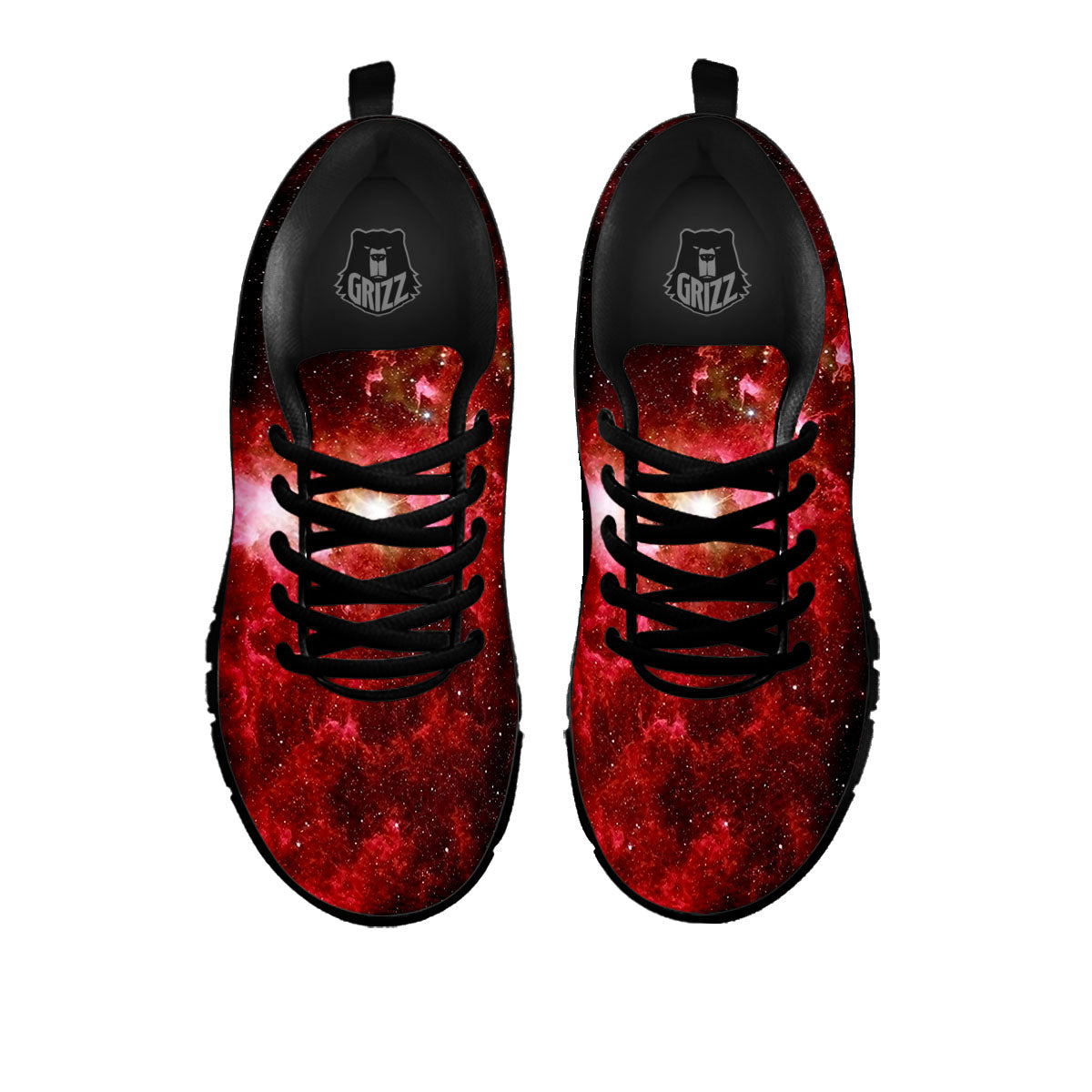 Universe Galaxy Space Red Stardust Print Black Sneaker-grizzshop