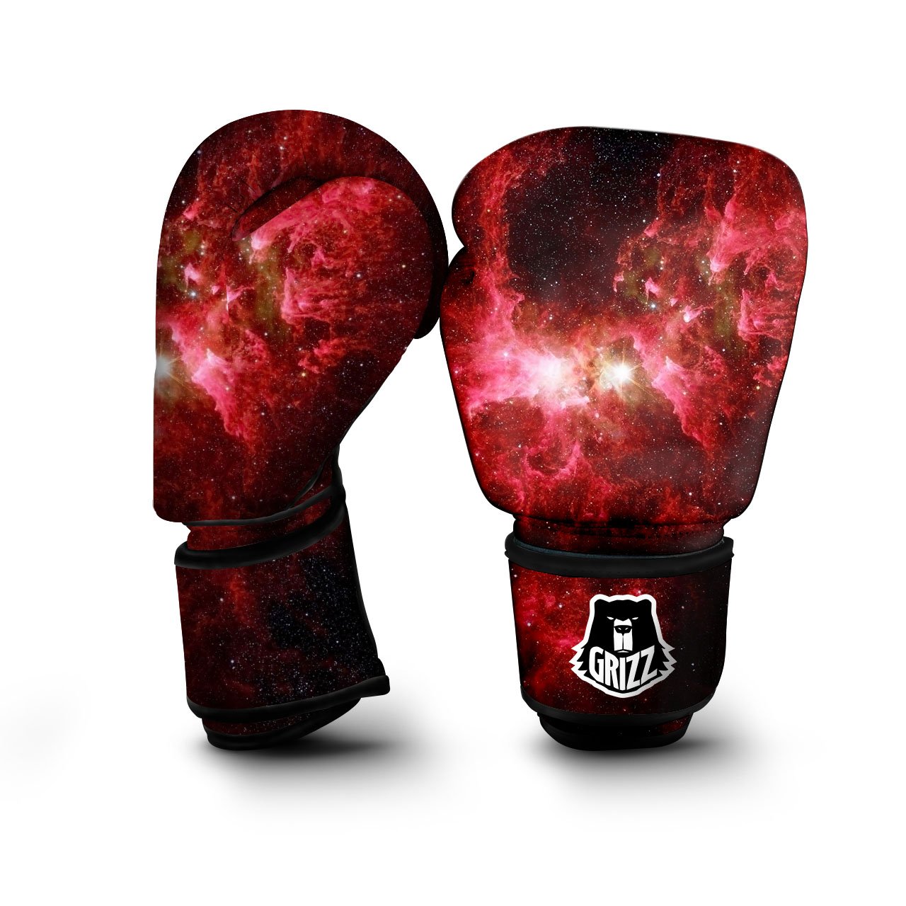 Universe Galaxy Space Red Stardust Print Boxing Gloves-grizzshop
