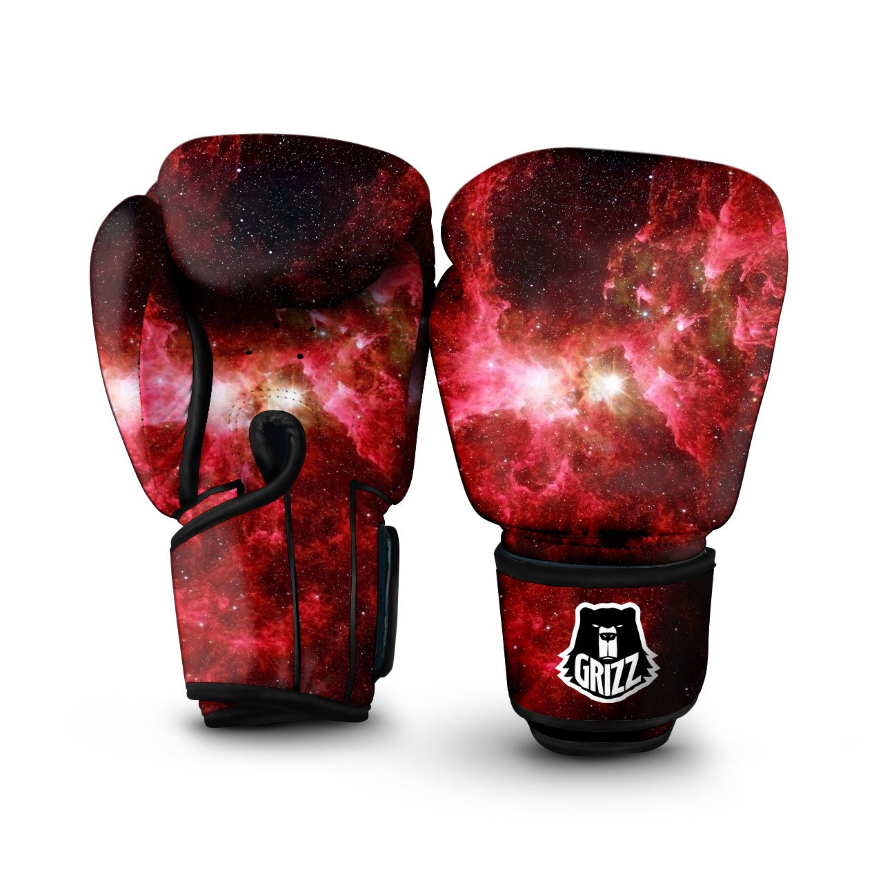 Universe Galaxy Space Red Stardust Print Boxing Gloves-grizzshop