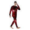 Universe Galaxy Space Red Stardust Print Men's Pajamas-grizzshop