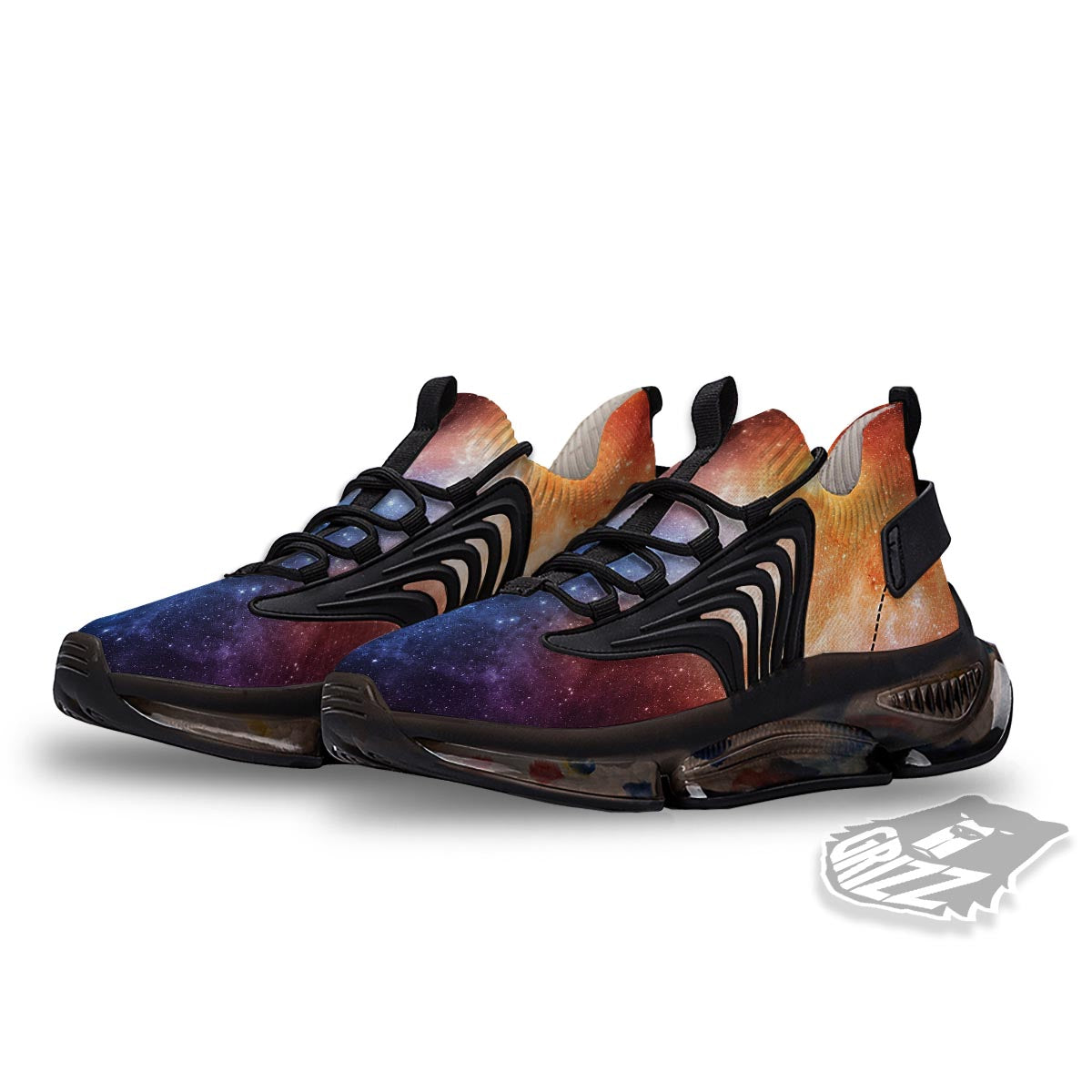 Universe Galaxy Space Teal Orange Print Black Gym Shoes-grizzshop