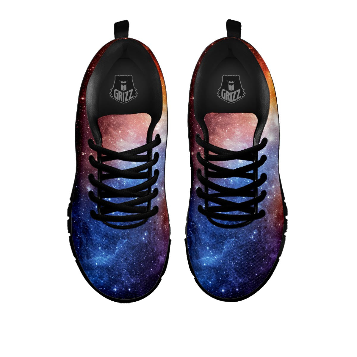 Universe Galaxy Space Teal Orange Print Black Sneaker-grizzshop