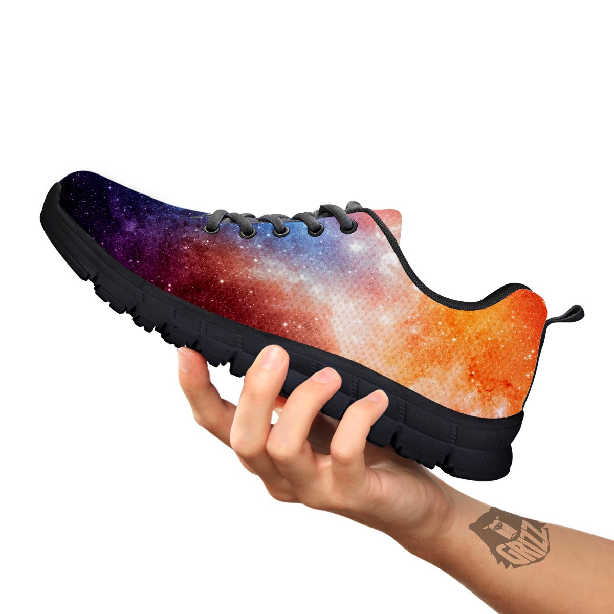 Universe Galaxy Space Teal Orange Print Black Sneaker-grizzshop