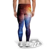 Universe Galaxy Space Teal Orange Print Men's Leggings-grizzshop