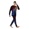 Universe Galaxy Space Teal Orange Print Men's Pajamas-grizzshop