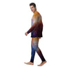 Universe Galaxy Space Teal Orange Print Men's Pajamas-grizzshop