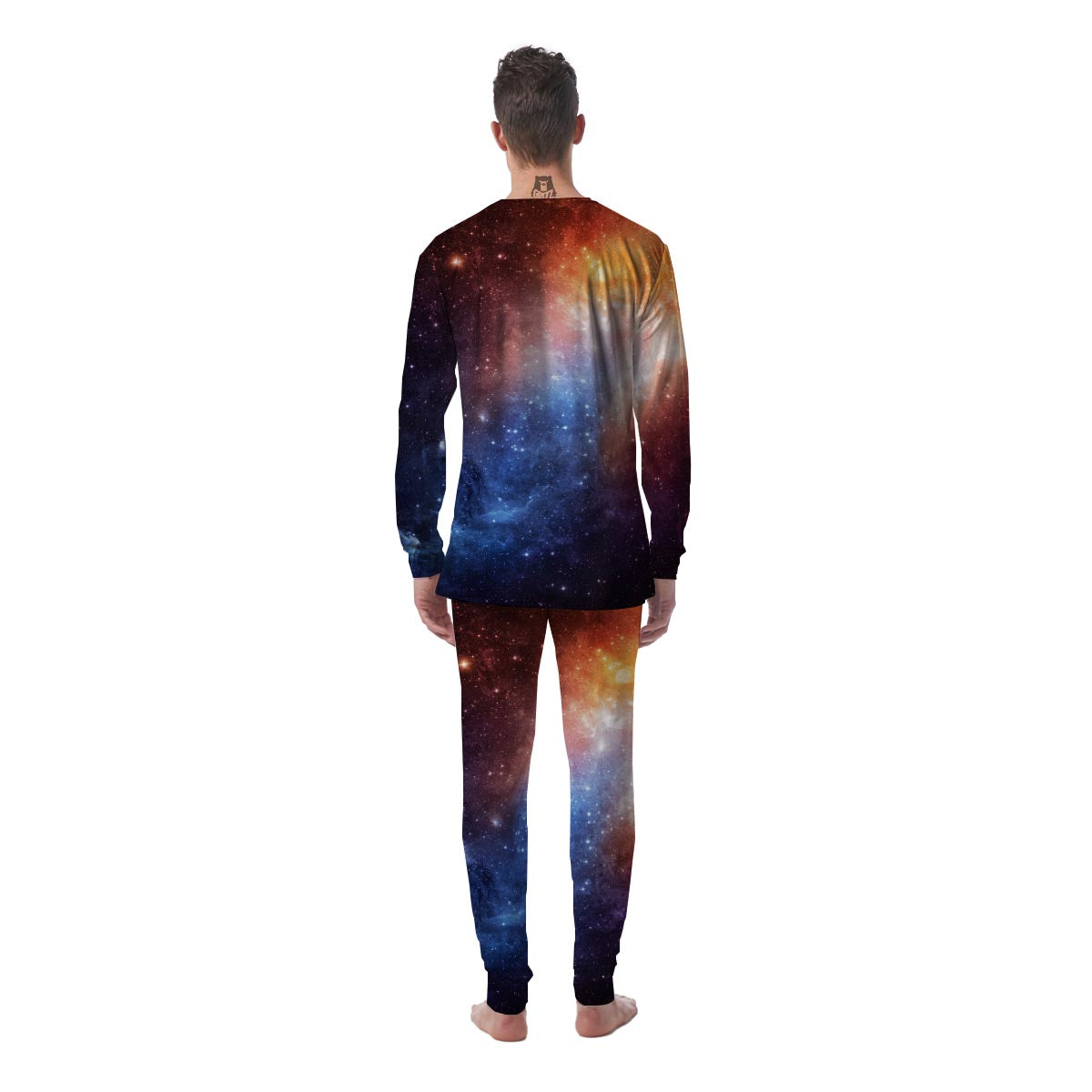 Universe Galaxy Space Teal Orange Print Men's Pajamas-grizzshop