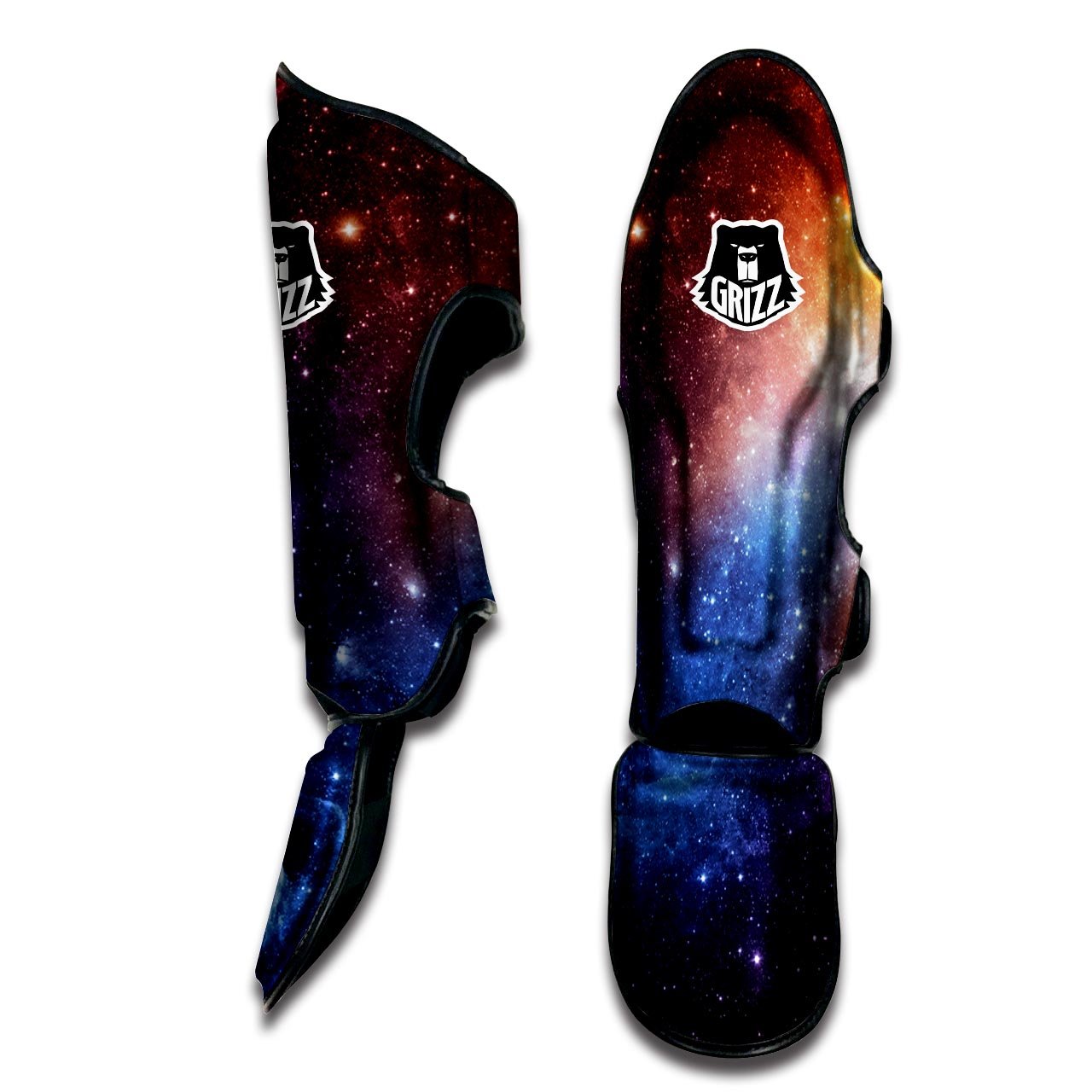 Universe Galaxy Space Teal Orange Print Muay Thai Shin Guards-grizzshop