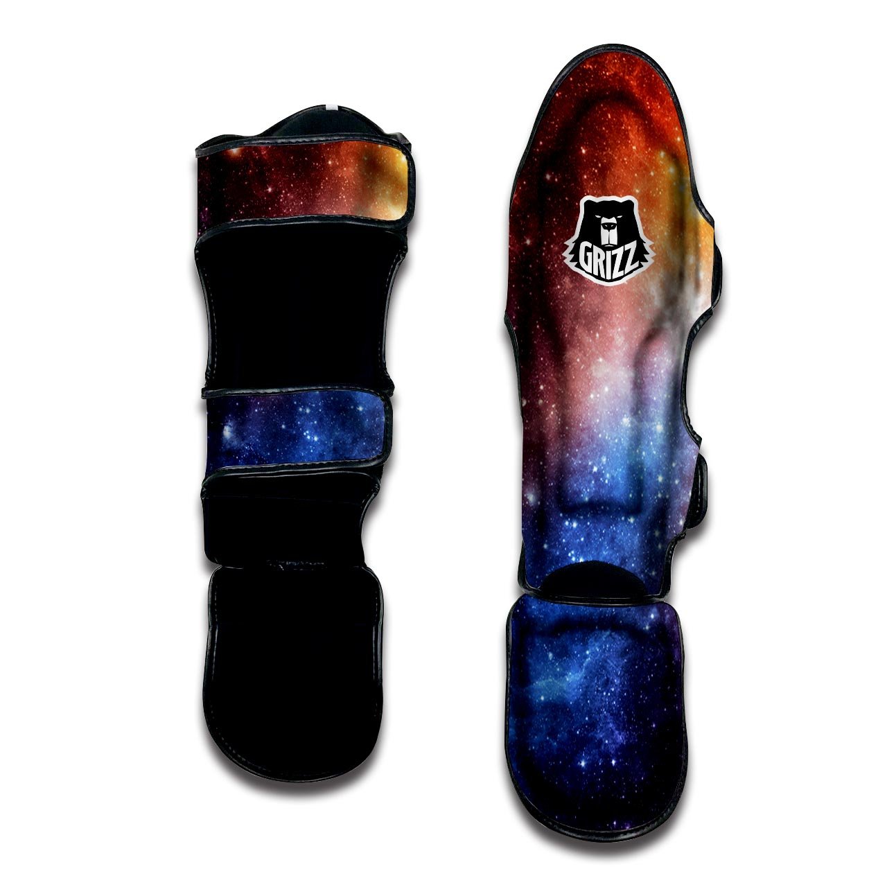 Universe Galaxy Space Teal Orange Print Muay Thai Shin Guards-grizzshop