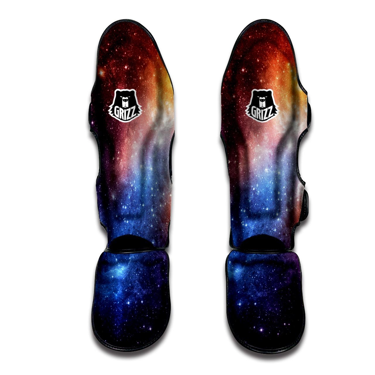 Universe Galaxy Space Teal Orange Print Muay Thai Shin Guards-grizzshop